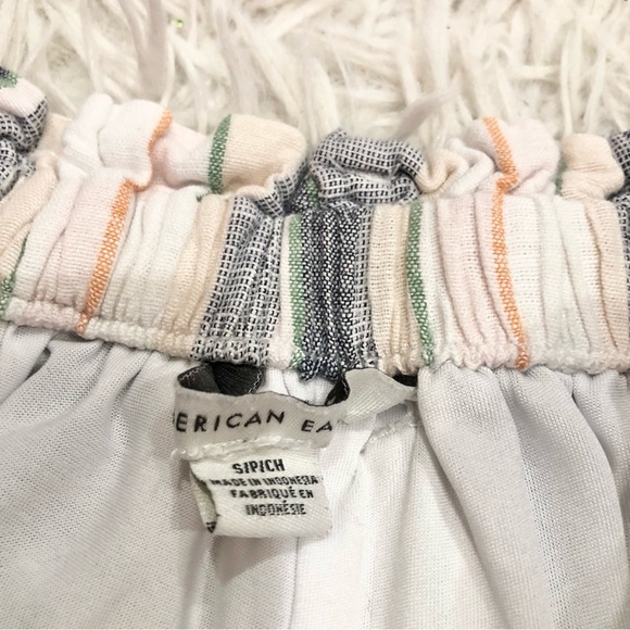 American Eagle Linen Striped Button Paper bag Shorts multicolor size small - Picture 3 of 7